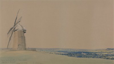 Tysoe Windmill and Church, Warwickshire av William Turner of Oxford