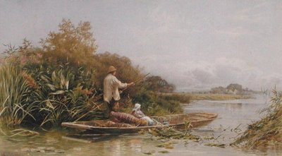 Ålfångare på Themsen, ca 1870 (akvarell på papper) av William W. Gosling