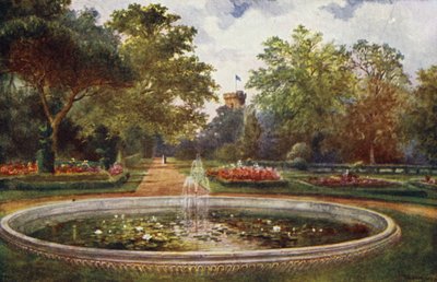 Warwick Castle: Terrace Walk (färg litho) av William W. Quatremain