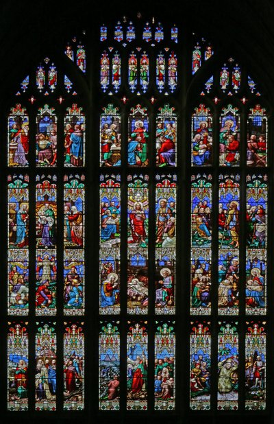Födelsekyrkan och doptema, 1859 (målat glas) av William Wailes