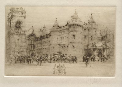 Holyrood Palace, Edinburgh (drottning Maria Stuart lämnar Holyrood Palace) av William Walcot