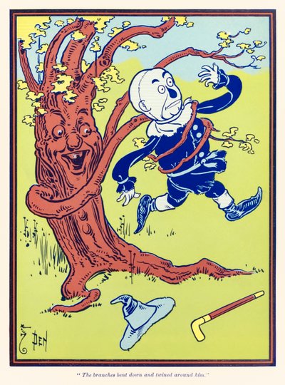 "Grenarna böjde sig ner och snodde sig runt honom." från "The Wonderful Wizard of Oz" av L. Frank Baum av William Wallace Denslow