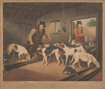 Rävjakt: Rabyflocken / Earlen av Darlingtons foxhounds i sin kennel av William Ward