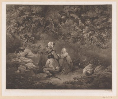 Vilande familj i en skog Gips (titel på objekt) av William Ward