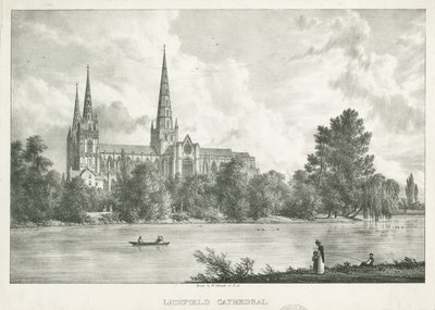 Lichfield Cathedral - South View: litografi, nd [1781-1850] av William Westall