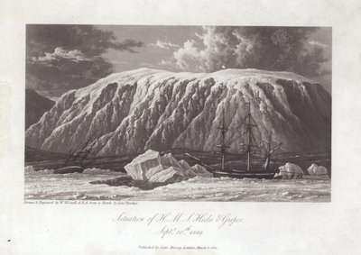 Situationen för H.M.S. Hecla och Griper av William Westall