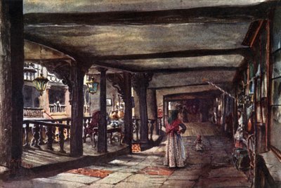 Chester, the Rows (färg litho) av William Wiehe Collins