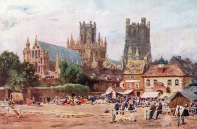 Ely, marknadsplatsen (färg litho) av William Wiehe Collins