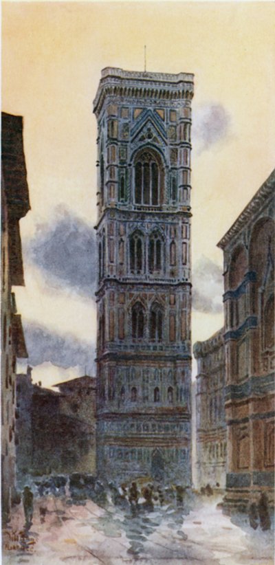 Florens. The Campanile (färg litho) av William Wiehe Collins