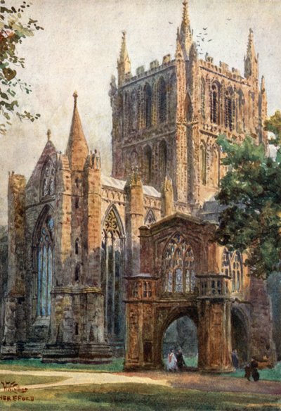 Hereford, North Transept (färg litho) av William Wiehe Collins