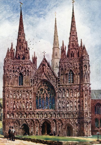 Lichfield, västfronten (färg litho) av William Wiehe Collins