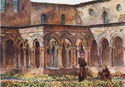 Monreale. The Cloisters (färg litho) av William Wiehe Collins