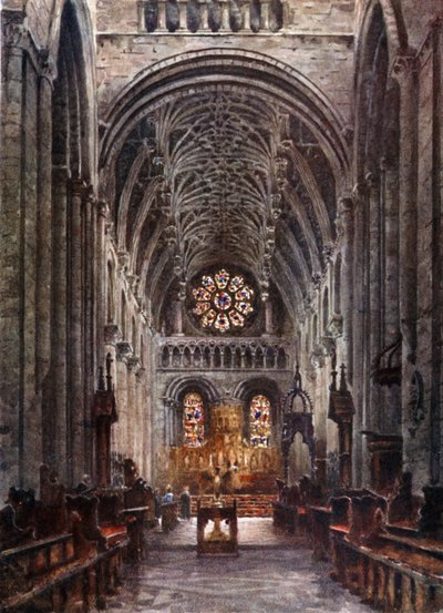 Oxford, Christchurch. Interiören av skeppet (färg litho) av William Wiehe Collins