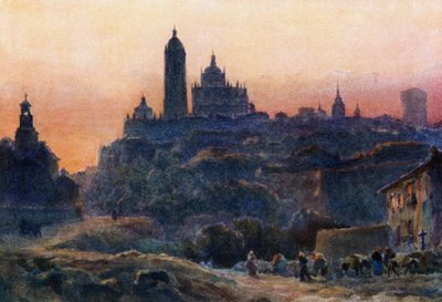 Segovia, vid solnedgången (färg litho) av William Wiehe Collins
