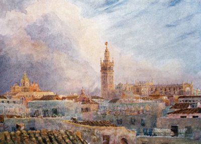 Sevilla, utsikt över staden (färg litho) av William Wiehe Collins