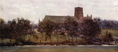 St. Albans från murarna i gamla Verulam (färg litho) av William Wiehe Collins