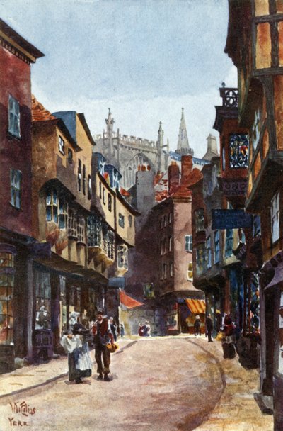 York, Stonegate (färg litho) av William Wiehe Collins