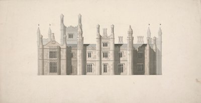 Upphöjning av en föreslagen design för Cambridge Colleges av William Wilkins