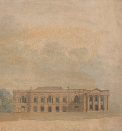 Upphöjning av en föreslagen design för Cambridge Colleges av William Wilkins