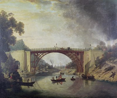 Cast Iron Bridge nära Coalbrookdale, ca 1780 av William Williams