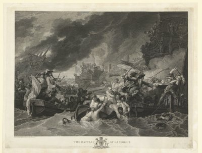 Sjöslaget vid Cape La Hogue, 1692 Slaget vid La Hogue (titel på objekt) av William Woollett