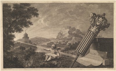 Frontispice till Joshua Kirbys Perspective of Architecture 1761, juli 1760. av William Woollett