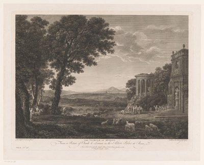 Landskap med far till Psyche som offrar framför Apollons tempel Apollontemplet (titel på objekt) av William Woollett