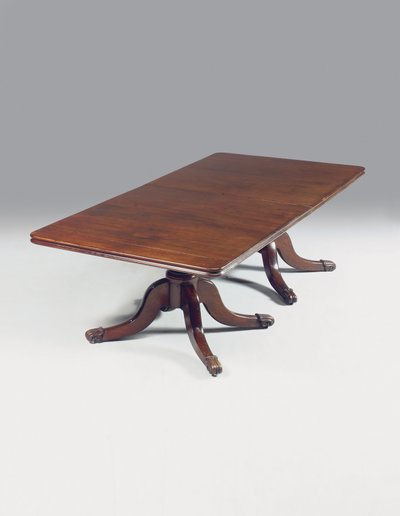Irish Regency matbord med två piedestal (mahogny) av Williams and Gibton (attr. to) Mack