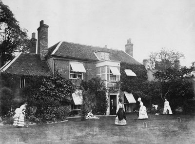 Krocket på gräsmattan på Elm Lodge, Streatley, ca 1870-talet av Willoughby Wallace Hooper