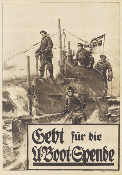 Ge till ubåtsdonationen. Affisch, 1917 av Willy Stöwer