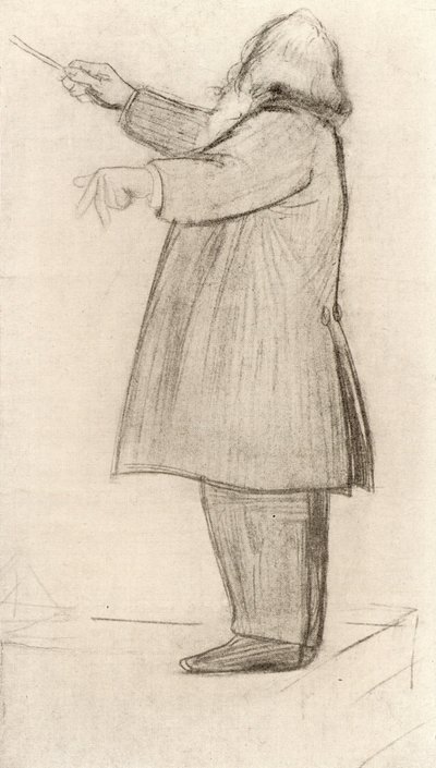 Johannes Brahms (1833-1897) tysk kompositör, dirigering (teckning) av Willy von Beckerath