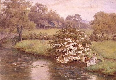 Barn som leker vid en bäck av Wilmot R.W.S. Pilsbury