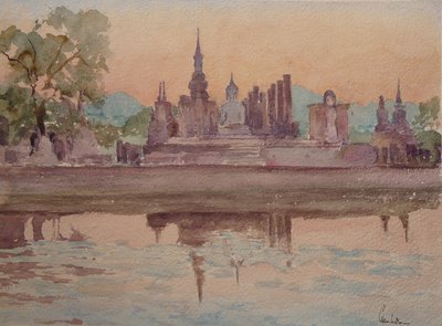 871 Sunset, Wat Maharath, Sukhotai av Wilson Clive