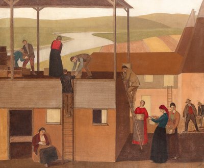 Design för väggdekoration, ca 1918 (olja på duk) av Winifred Knights