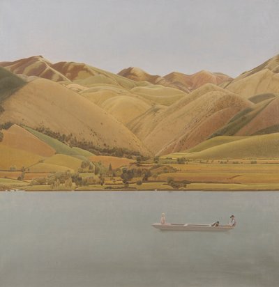 Edge of Abruzzi: Båt med tre personer på en sjö av Winifred Knights