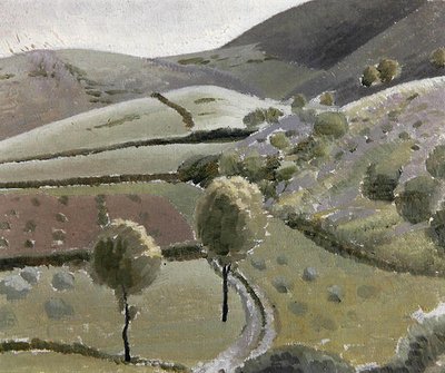Italienskt landskap nära Lago di Piediluco, ca 1920-23 (olja på dukskiva) av Winifred Knights