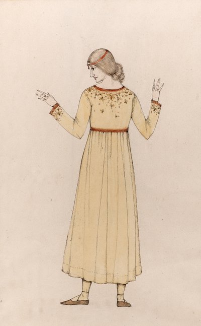 Självporträtt (penna och bläck med tvätt på papper) av Winifred Knights
