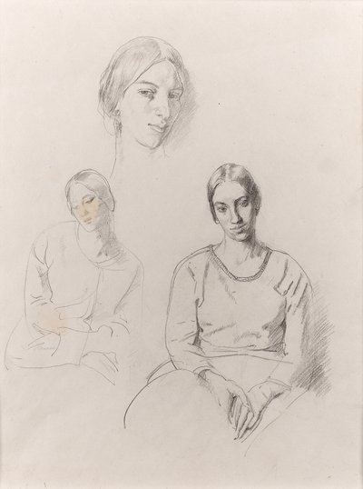 Självporträtt (penna på papper) av Winifred Knights