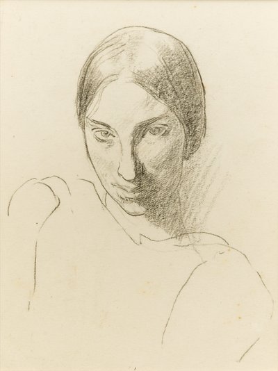 Självporträtt, ca 1923 (svart krita på papper) av Winifred Knights