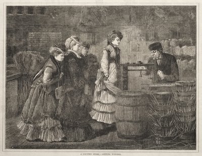 En lanthandel, man väger sig av Winslow Homer
