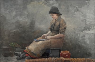 En Fishergirl beteslinor av Winslow Homer