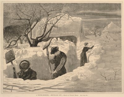 En vintermorgon--Shovelling Out, från Varje lördag, 14 januari 1871 av Winslow Homer