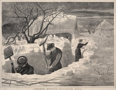 En vintermorgon – snöskottning av Winslow Homer