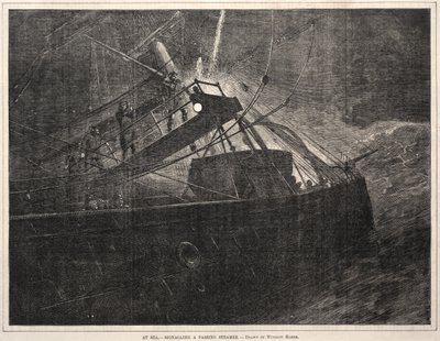 Till sjöss, signalering till ett förbipasserande ångfartyg av Winslow Homer