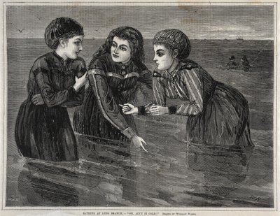 Badar vid Long Branch, - Oh, Aint it Cold!, 1871. av Winslow Homer