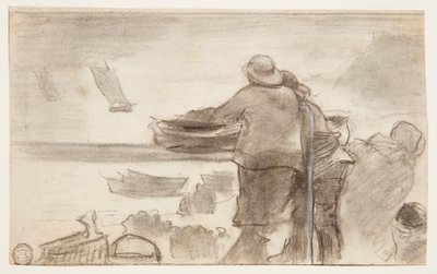 Strand med båtar och människor, Cullercoats, England av Winslow Homer