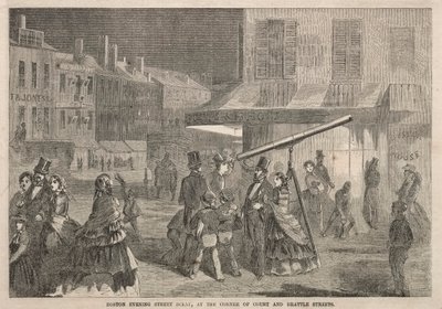 Boston Evening Street Scene, vid Corner of Court and Brattle Streets, 1857. av Winslow Homer