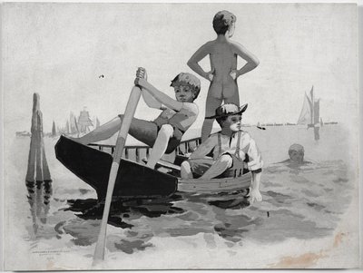 Pojkar simning, Gloucester Harbor av Winslow Homer