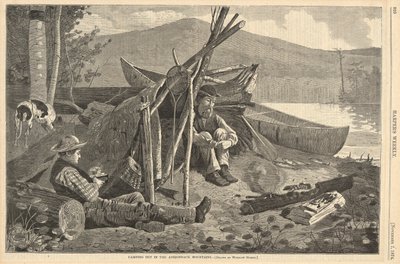 Camping ute i Adirondack Mountains, från Harper av Winslow Homer