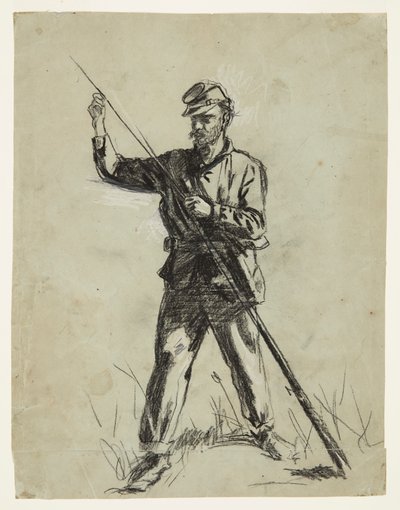 Kavallerisoldat laddar ett gevär av Winslow Homer